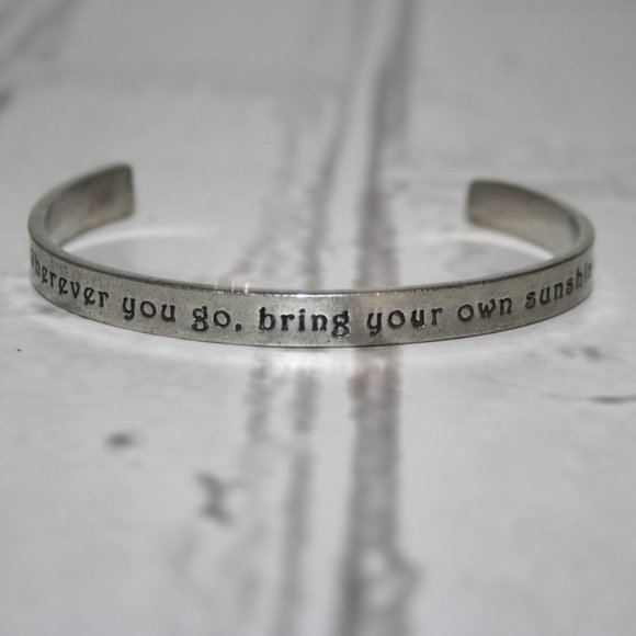 Beautiful silver Cuff bracelet "Where ever you go, bring your own sunshi… - Picture 1 of 4